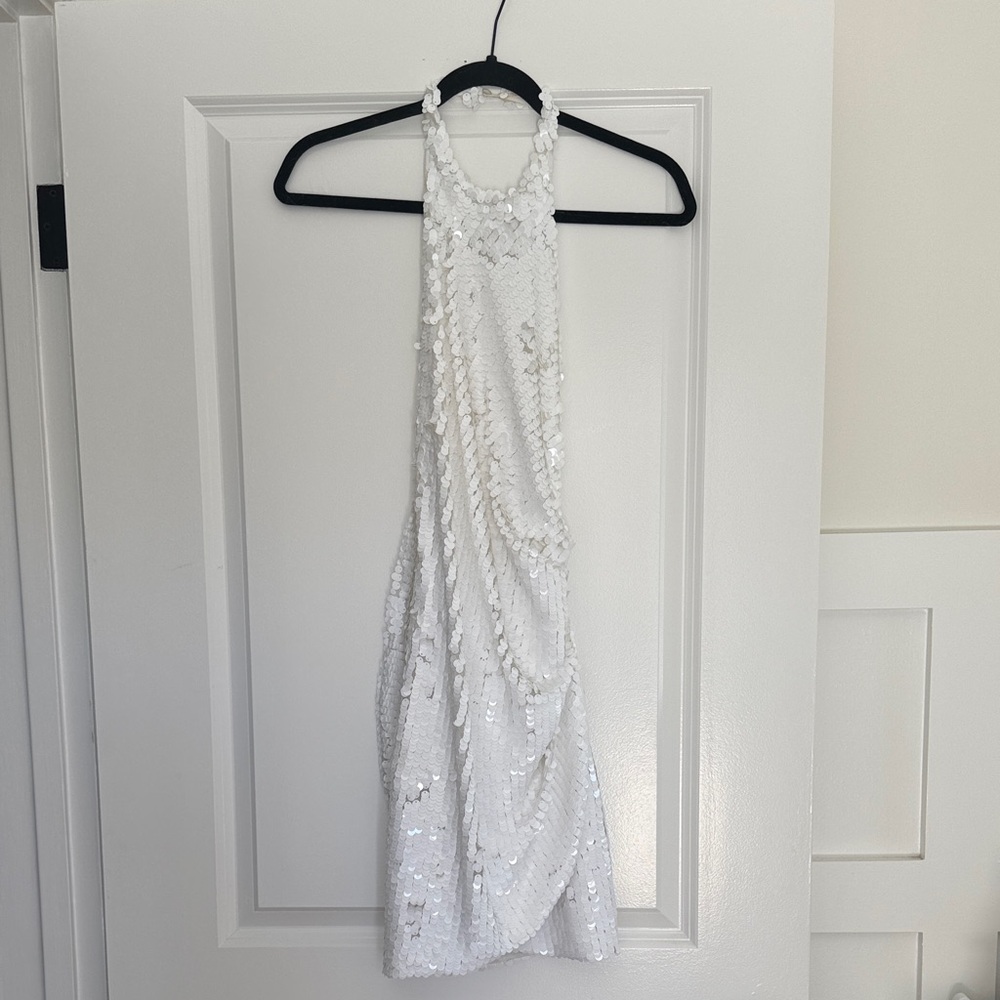 Ronny Kobo | Jo wrap-effect sequined stretch-tulle halterneck mini dress